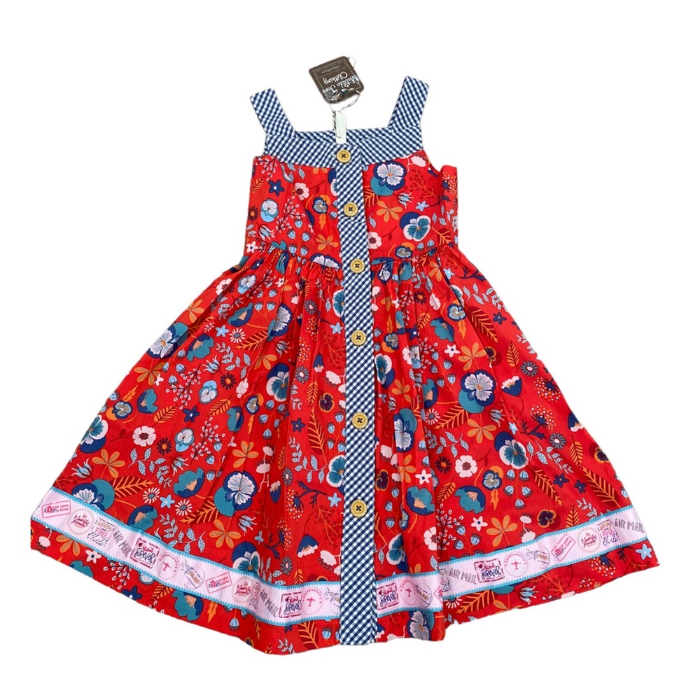 Matilda Jane Wish You Were Here High Road Dress Red Floral Button Front-14